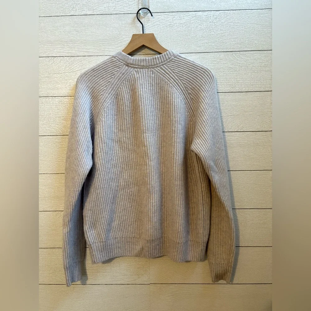 NAADAM Ribbed Wool Cashmere Blend Crewneck Sweater – Women’s L – Heather Oatmeal - Picture 7 of 9